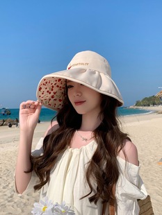 Summer outdoor large edge sunshade hat Korean temperament riding fisherman hat double-sided face-covering all-match sun hat