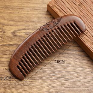 Natural Black Gold Sandalwood Half Moon Comb Hair Massage Scalp Wooden Half Moon Comb Double-sided Carved Portable Massage Comb