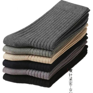 Cross-border striped double needle foreign trade socks European and American plus size stockings men's socks Xinjiang cotton men's socks manufacturers wholesale