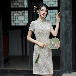 Yeshidu Silk-like Cheongsam Summer Short-sleeved Thin 2023 New Slim-fit Improved Small Ladies Short