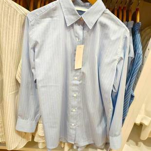 Japanese Single Women's 2025 Spring New Cotton Striped Shirt Long Sleeve Casual Loose Shirt Thin Coat 475666