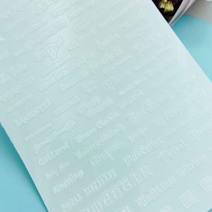 diy Japanese nail thin transparent back adhesive sticker new black and white English Series factory direct supply