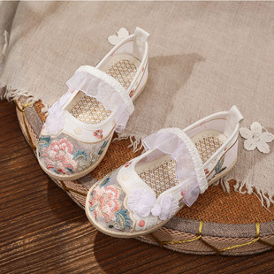 Factory direct girls Hanfu shoes ancient costume antique children embroidered shoes old Beijing cloth shoes women's summer sandals performance