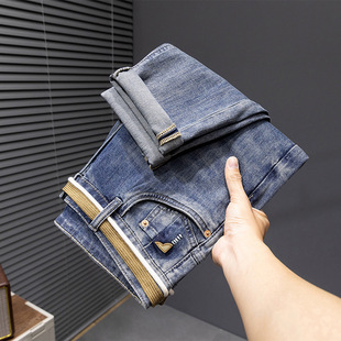 New Fashion Brand Embroidered Jeans Men's Summer Thin Washed Heavy Industry Jeans Men's Plus Large Size American Pants