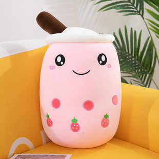 Cartoon cute new fruit pearl milk tea cup cute pillow Doll Doll plush toy doll wholesale