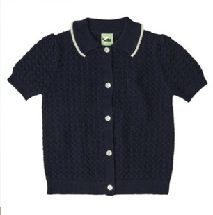 Spring and summer new boys and girls f * B soft cotton organic cotton knitted short sleeve lapel jacket parent-child dress NY