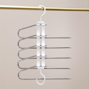 New transparent folding pants rack multi-functional multi-layer pants hanger household magic seamless pants clip wardrobe storage