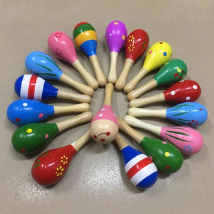 Wooden sand hammer wooden infant educational toy Orff musical instrument one-piece delivery wooden sand egg