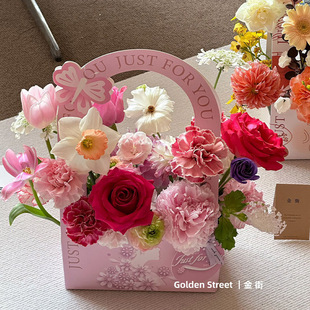 Net red butterfly flower box portable box mother gift creative mother's day portable flower box florist florist material