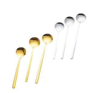 Stainless Steel Coffee Spoon Creative Gold-plated Honey Dessert Stir Small Round Spoon Accompanying Hand Gift Mug Spoon