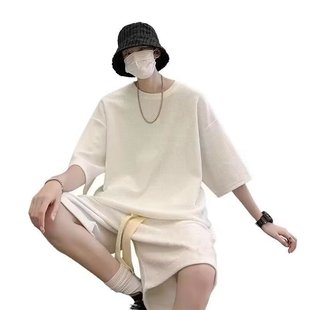 Heavy waffle Teen American Style Handsome Sports suit Men Summer Chao Short Sleeve Short Sleeve Shorts Two-Piece Set
