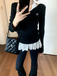 Autumn Women's Sweet and Spicy Inner Wearing Outer Wearing Niche Design Hanging Neck Lace Camisole Vest Collar Strap Lace Base Shirt