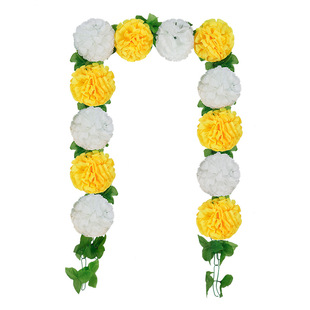 Chrysanthemum Strip Fake Flower and Rattan Cemetery Sweep Tombstone Sacrifice Hanging Flower Decoration Silk Flower Plastic Pull Flower Qingming Memorial