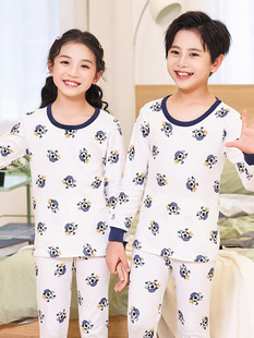 Children's Autumn Clothes and Trousers Boys' Pajamas suit Pure Cotton Sweater Girls' Thermal Underwear Middle and Big Children's Home Clothes
