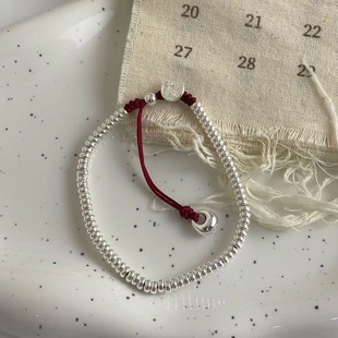 Solid Silver Tuo Light Luxury Simple Safe Happy Money String Wrapped Bracelet Benmingnian Red Rope Bracelet Dragon Year Gift