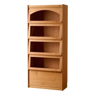 Cherry Wood Solid Wood Bookcase Floor Bookshelf Nordic Glass Door Combination Hand Display Cabinet Japanese Style Living Room Sideboard