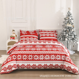 Cross-border Amazon Christmas Eve three-piece duvet cover bedding manufacturers wholesale