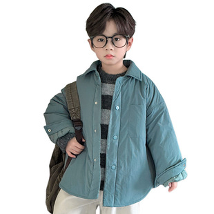Boys' Winter Coat 2024 New Children's Autumn and Winter Thickened Cotton-padded Jacket Boys' Winter Warm Cotton Clothes Trendy