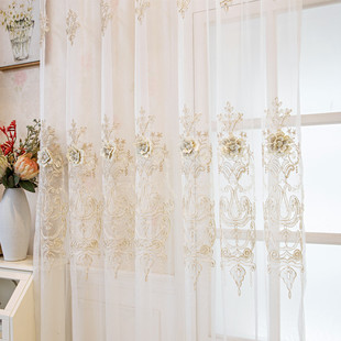 European-style double-layer thickened gray curtain shading high-grade fabric yarn integrated finished living room bedroom balcony relief embroidery