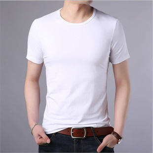 Men's Cotton Short-sleeved T-shirt Loose Round Neck Half-sleeved White T Summer Men's plus size T-shirt Trendy Brand Top