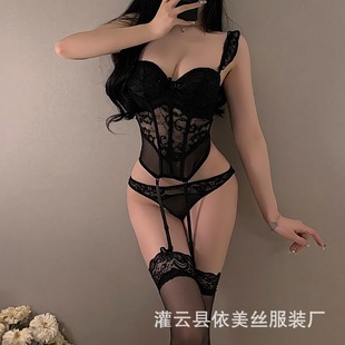 Mandesire plus size foreign trade sexy sexy lingerie women's steel ring cotton pad lace slim vest uniform temptation suit