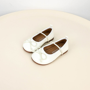 2025 Spring and Autumn New Girls' Korean Style Mary Jane Slip-on Shoes Soft Bottom Bow Ballet Princess Shoes