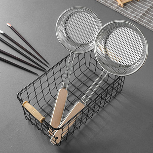 Thick stainless steel strainer household noodle fishing dumpling colander filter net large kitchen fried strainer