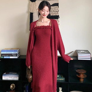 2025 Autumn and Spring New Style Pregnant Women's Dress Internet Celebrity Fashionable Temperament Slimming Age Reduction New Year Christmas Festive Pregnant Women's suit