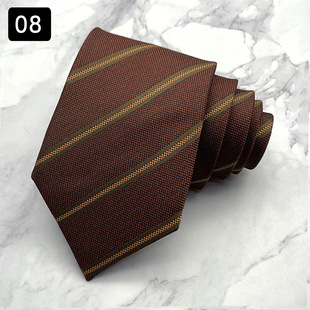 New brown tie trendy men's formal wear business casual fashion floral tie yarn-dyed jacquard hand-made 8CM wide