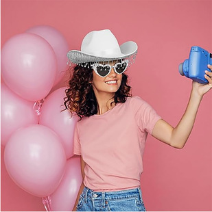 New Arrival Bridal Party Rhinestone Tassel Western Cowboy White Hat White Glasses Diamond bride Wedding Hat