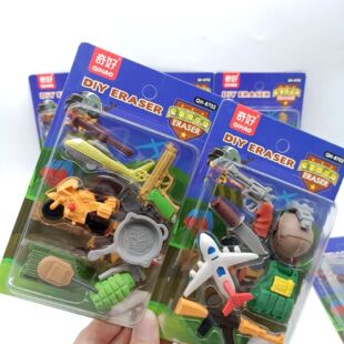 New card removable eraser suit cartoon military modeling assembled rubber children's learning stationery gifts