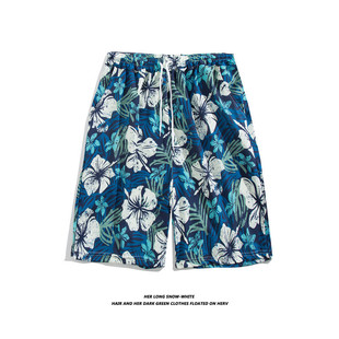 Summer Japanese Hawaiian Flower Shorts Men's Trendy Summer Thin Loose Quick-drying Fashionable Five-point Pants Floral-pattern Beach Pants