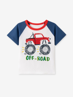 Little maven Summer Children's Printed T-Shirt Boys Short Sleeve Base Shirt Cartoon Car Children's Top