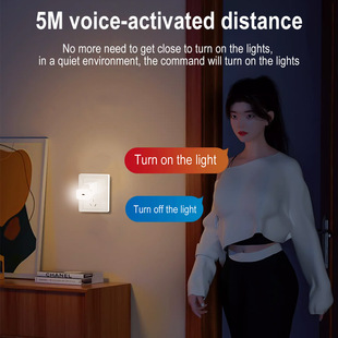 Cross-border English Ai Smart Voice Voice Nightlight with USB-C Connector Mini Portable Bedroom Bedside Lamp