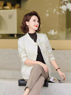Autumn 2024 New Short Coat Loose Casual Middle-aged Women's Cardigan Long-sleeved Coat National Style Age-reducing Fashion Top