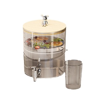 Self-service glass with faucet beverage bucket net red bear lid beverage bottle beer bucket large capacity fruit tea container ice bucket
