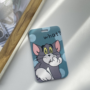 Couple Card Holder Cartoon Student Campus Meal Card Bag ID Holder with Lanyard Doll Keychain Bus Card Protective Cover