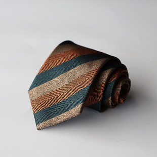 Factory in stock wholesale retro Korean business dress jacquard 8CM striped big flower dark green turmeric hand tie