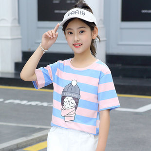 Girls' Short-sleeved T-shirt 2021 Summer New Top Big Children's T-shirt Children's Wear Cartoon Half-sleeved Children's Summer Fashion