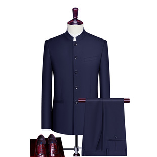 Chinese tunic suit men's slim fit Chinese groom dress Chinese collar suit Chinese style Four Seasons factory direct sale