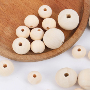 Round Wood Beads Wood Ball 6-50mm Natural Log Natural Color Blank Holed Round Wood Beads Beads Bracelet Accessories