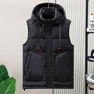 New high quality waistcoat stand collar cotton vest thickened warm outer wear handsome workwear multi-pocket small label vest