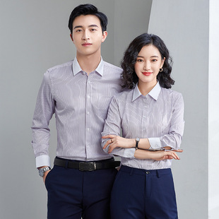 KSL3231 long-sleeved professional shirt women's long-sleeved formal dress for men and women with 4S shop work clothes striped shirt tooling