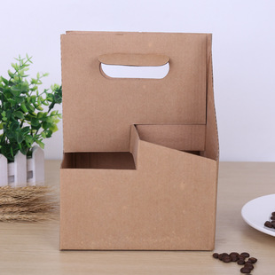 Outdoor cup holder coffee thickened cup holder disposable portable cup holder takeaway packaging Kraft paper single double hole paper cup holder