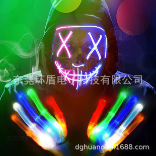 Factory wholesale Halloween set led luminous Gloves mask grimace horror atmosphere props children gift bag