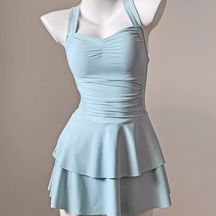 2025 New Backless Sexy Swimsuit Women's Skirt One-piece Belly-covering Slimming Jacket Pure Want to Learn Hot Spring Vacation