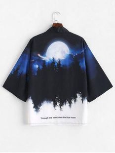 Cross-border Hot Selling National Style Vintage Trendy Cardigan Cape 3D Digital Printing Daily Casual Seven-sleeve Kimono Shirt