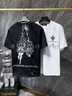 24Chrome Heart New Croix T-shirt Summer Short Sleeve European and American Street Hip Hop Cross Short Sleeve