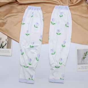 2025 cute printing ladies ice silk sleeves small fresh girls wear sunscreen ice sleeves UV protection wholesale