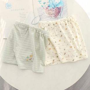 Summer Thin Children's Shorts Pure Cotton Class A Japanese Slub Cotton Breathable Sweat-Absorbing Open Crotch Trousers for Boys and Girls